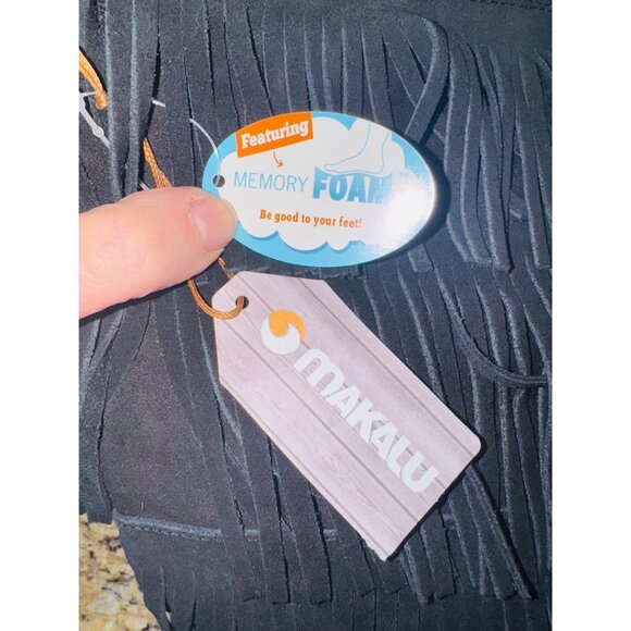 NWT Three Layer Suede Fringe Black Makalu Moccasin Indian Boots Comfort Women 7 - Picture 13 of 13